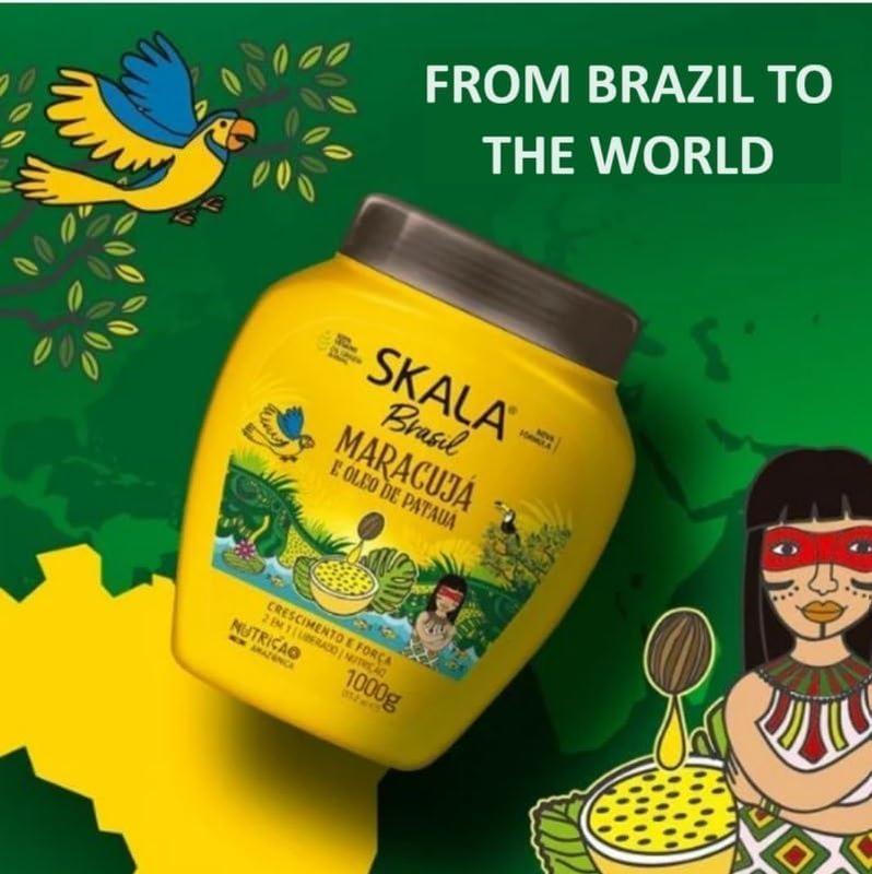 2 Pack SKALA Hair Care Set: Expert Mais Cachos 2-in-1 Conditioning Treatment Cream + Brasil Passion Fruit & Pataua Oil - Nourish, Strengthen, and Transform Your Hair - Each Bottle 1000g 1kg - 35.27 Oz Conditioner Haircare