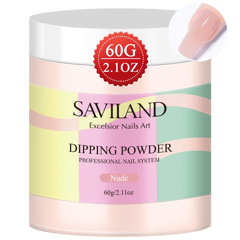 Saviland Nudes Dip Powder - 2.1oz Dip Powder Dipping Powder for Natural French Nail Art Manicure, Strengthen Nail, Easy for Nail Beginners to Use No Nail Lamp Needed, Gifts for Women