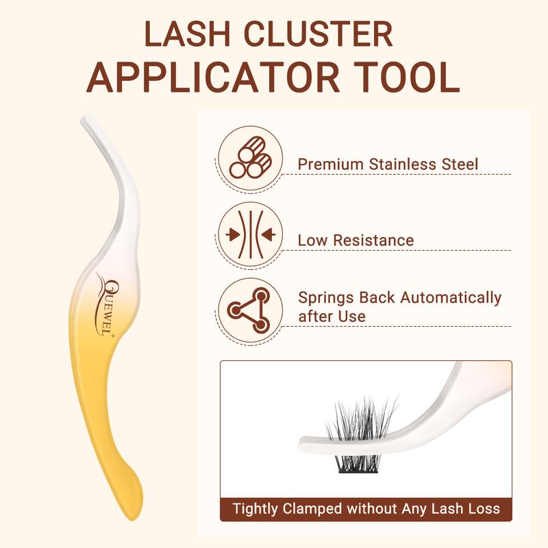 QUEWEL Lash Clusters Kit 8 Pairs Eyelashes Clusters with Cluster Eyelashes Applicator and Eyelash Cluster Glue [US Shipping](QU35 Kit)