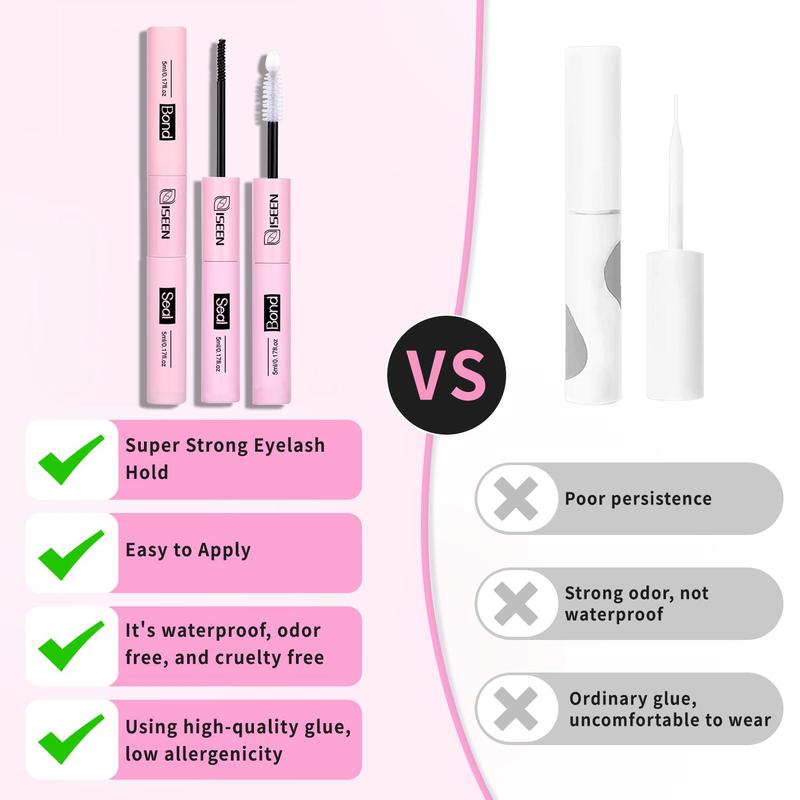 2 in 1 Eyelash Glue & Seal Kit, 2 Counts set Long Lasting Eyelash Glue & Tweezers, Professional Eye Makeup Tool For Women