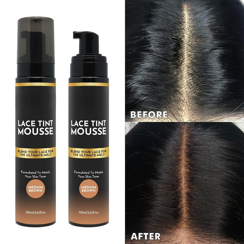 Lace Glue Kit Lace Tint Mousse Wig Glue Kit complete set lace front kit wig installation kit wig melting kit Melting Spray for Lace Wig Melt Wig Essentials (Medium Brown)