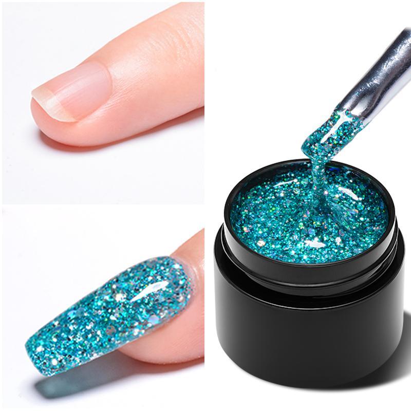 8ml Glitter Acrylic Poly UV Gel Polish (1 Piece), UV LED Gel Varnish Soak Off UV Nail Art, DIY Nail Art For Women & Girls