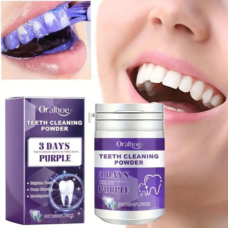 Deep Cleaning Purple Teeth Polishing Powder - Whitening, Plaque Removal, Fresh Breath, Gentle on Gums - Daily Life Essential for a Healthy Smile