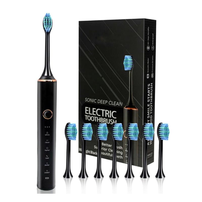 Sonic Electric Toothbrush for Adults, 8 Brush Heads with 37000VPM Deep Clean and 6 Modes, Rechargeable and Waterproof - Vibrating