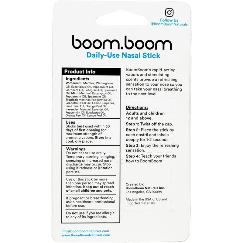 Nasal Stick inhalers (4 Pack) Boom Boom Powerful Essential Oil  Vapors | Featured on Shark Tank | Breathe In Life Carrier & Essential Oils,for nic