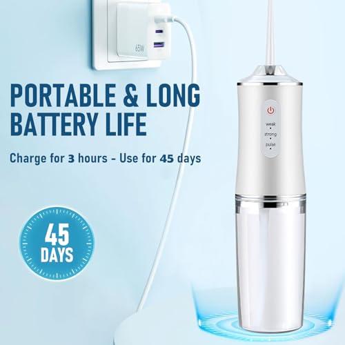 Electric Water Flosser Cordless for Teeth 3 Modes 4 Jet Tips Cleaning and Flossing Water Dental Portable Floss Irrigator Oral Water Flossed Rechargeable Tonsil Stone Travel Adults