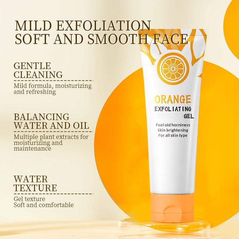 Orange Exfoliating Gel Scrub for Face and Body,  Cleans Pores, Removes Blackheads and Moisturizes Skin,  for All Skin Types