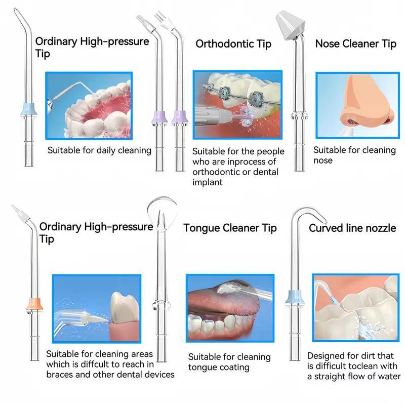 Portable USB Rechargeable Oral Irrigator, 1 Set Cordless Water Flosser with 7 Counts Nozzles, IPX7 Waterproof Oral Irrigator for Home & Travel