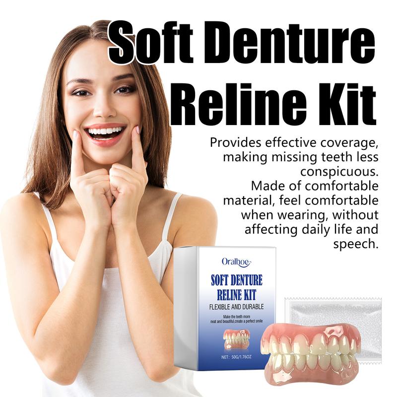 Upper and Lower Veneer Dentures Set with Teeth Glues Natural Fake Teeth Instant on Smile Comfort Fit for Women and Men Fix Your Smile at Home Within Minutes