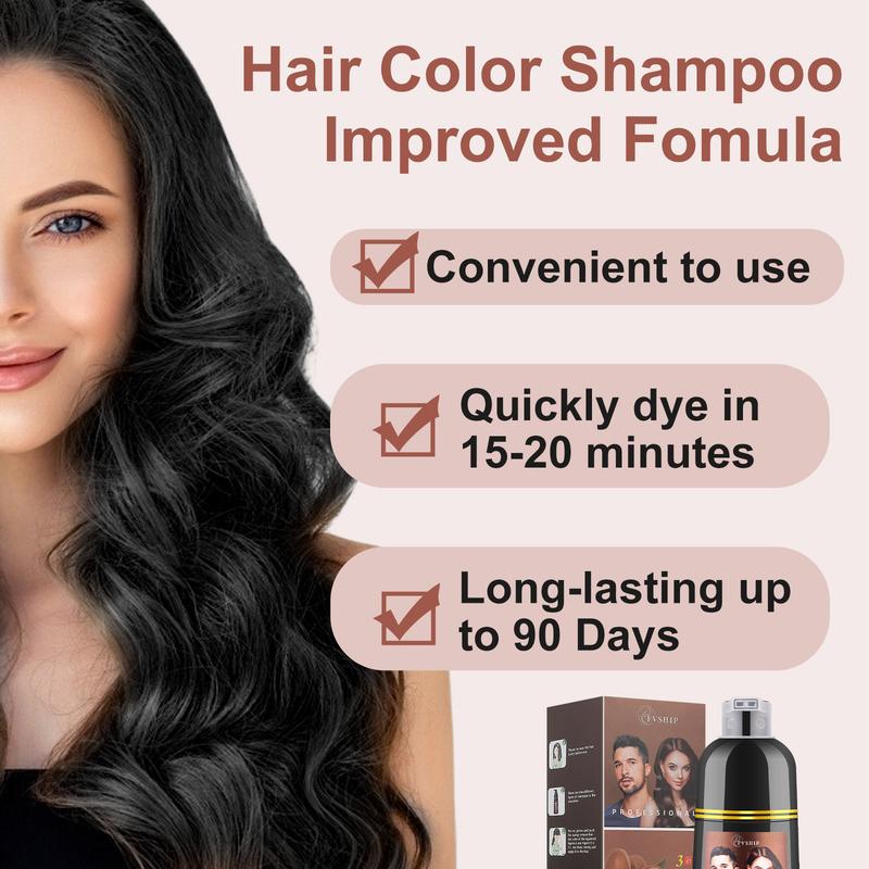 FVSHIP - Hair dye Shampoo Quick Hair dye Hair Care Fruity aroma - Black & Brown & Wine red- 3-in-1 Color Plant extracts-Long Lasting 500ml MI Ammonia-Free Haircare Mild for Men Women