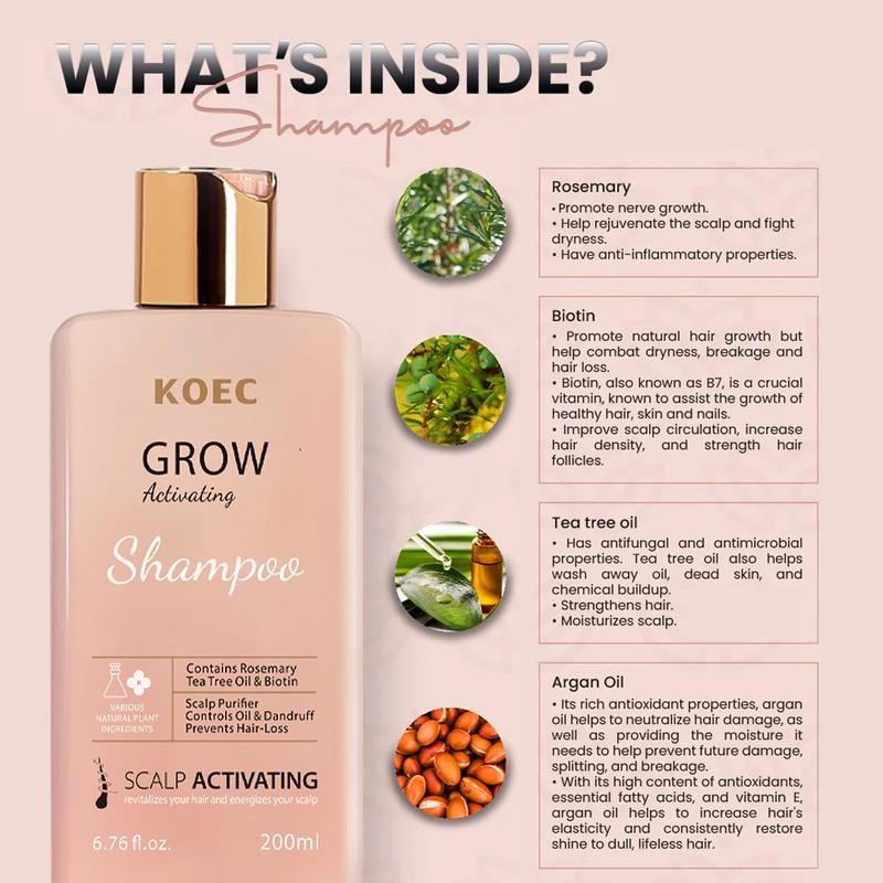 Grow Activating Shampoo, Biotin Hair Shampoo for Stronger, Thicker and Longer Hair, Soft and Shine, Hair Care & Styling Product