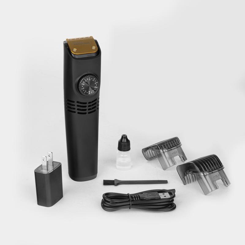 VacuTrim - Vacuum Beard Trimmer, Titanium Blade, Built-In Vacuum, Reachargeable, LED Display, Electric Shaver with 20 Trim Settings, Calibration Dial, Rechargeable, Cord Included, Comb Attachments, Cleaning Brush