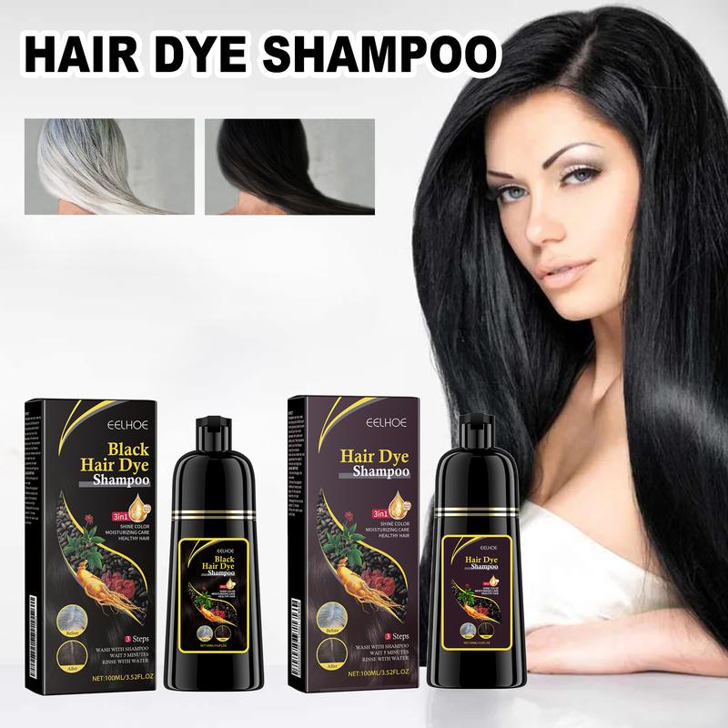 Instant Black Hair Shampoo, 3 in 1 Hair Dye Shampoo for Gray Hair, Natural Black Shampoo-Hair Nourishing & Darkening for Men Women