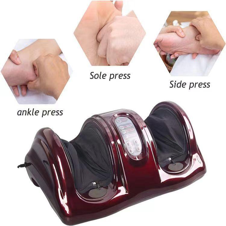 Shiatsu Foot Massager Machine with Remote Controller - Kneading and Rolling Home Massagers for Feet, Ankle, Calf, and Leg - Red and Black - Comfort