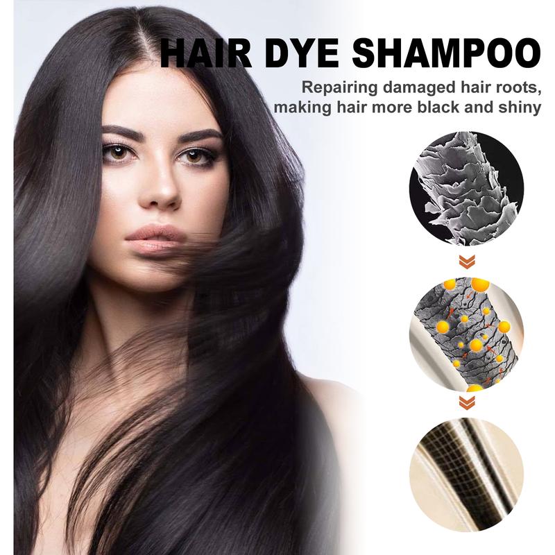 Instant Black Hair Shampoo, 3 in 1 Hair Dye Shampoo for Gray Hair, Natural Black Shampoo-Hair Nourishing & Darkening for Men Women