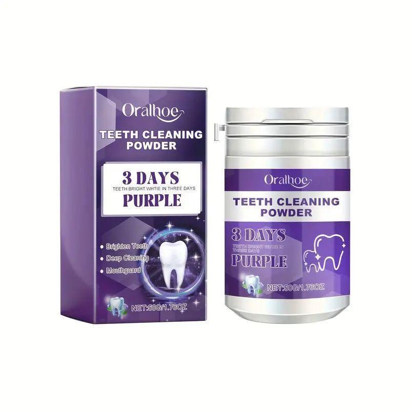 Deep Cleaning Purple Teeth Polishing Powder - Whitening, Plaque Removal, Fresh Breath, Gentle on Gums - Daily Life Essential for a Healthy Smile