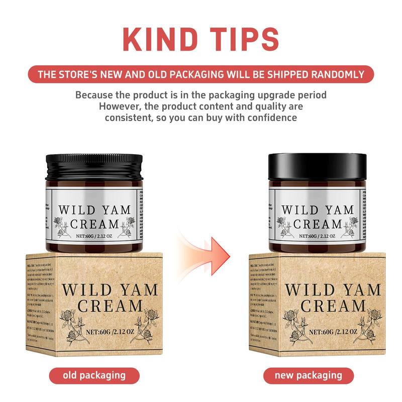 Wild Yam Cream, 2 Counts set Natural Moisturizing Cream for Women, Deep Moisturization Skin Care Product for Women & Men