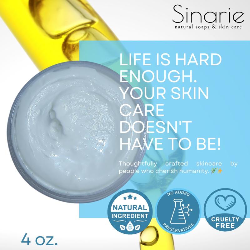 Sinarie Magnesium Emulsified Body Butter: Restful Sleep, Stress Relief, Gift for Her, Fragrance-Free, Unscented Skin Repair Body Care Lotions