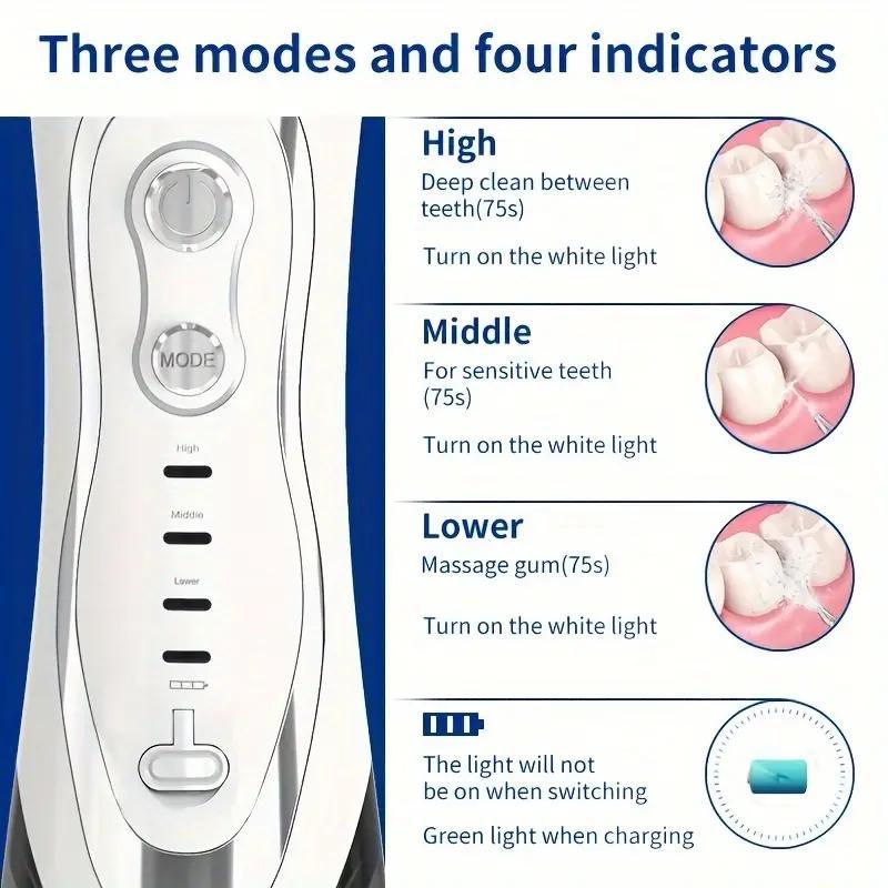 Portable USB Rechargeable Oral Irrigator, 1 Set Cordless Water Flosser with 7 Counts Nozzles, IPX7 Waterproof Oral Irrigator for Home & Travel