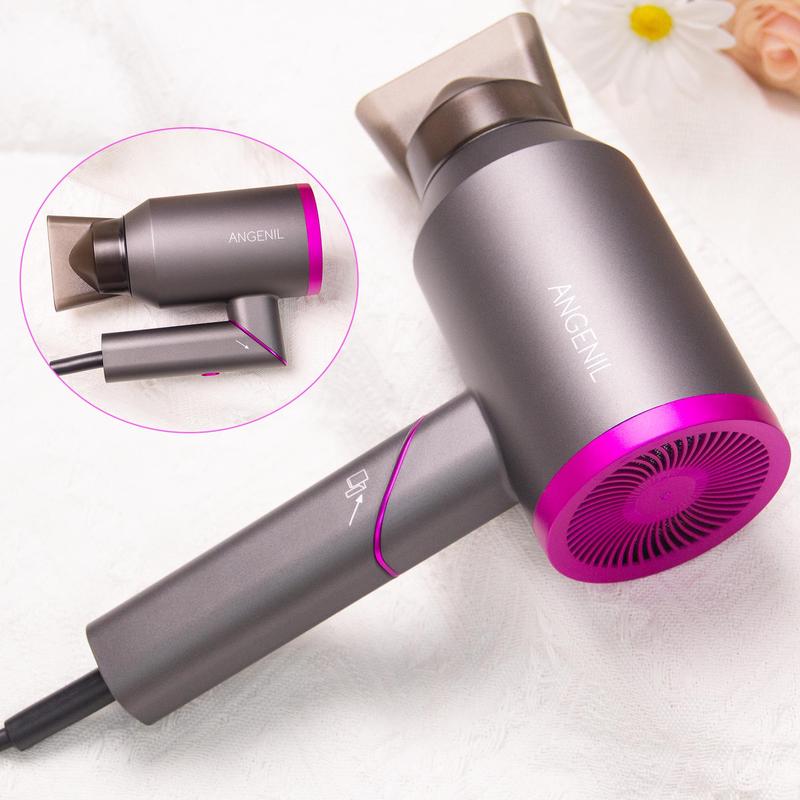 Foldable Handle Hair Dryer with Diffuser, 1800W Ionic Constant Temperature Blow Dryer, Hair Care Appliance for Women