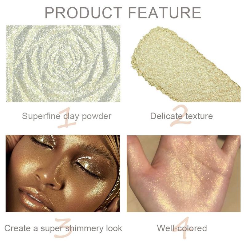 Pearl White Silver Face Highlighter Makeup, White Shimmer Glitter Diamond Sparkly Highlighters Makeup Eyeshadow Palette Powder for Face Body Cheek Skin, inner corner Eye Highlighter Makeup 01