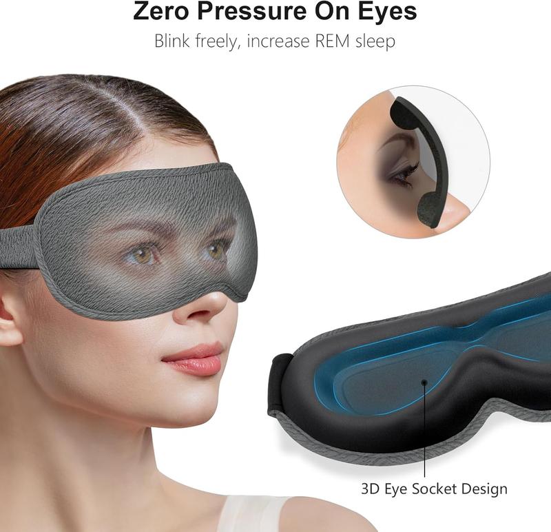 Blackout Sleep Eye Mask for Women Men,Zero Eye Pressure Sleeping Mask-Ergonomic Design 3D Cutout Eye Movement and Eyelash Friendly Night Blindfold,Ultra Soft&Comfortable for Sleeping-Grey