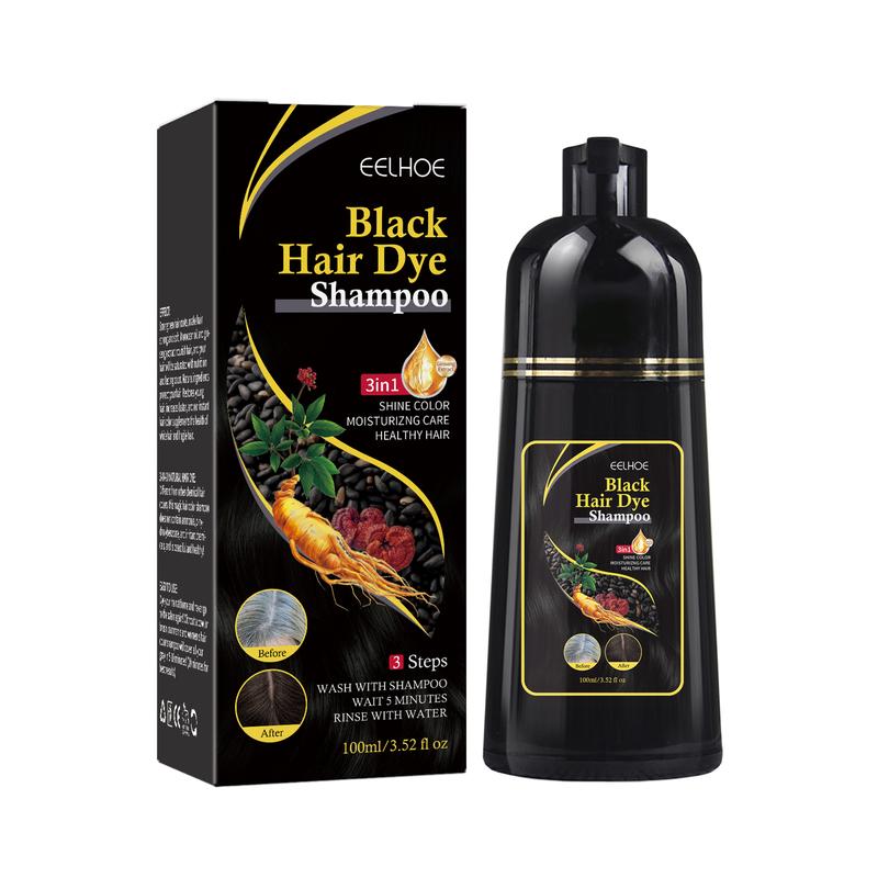 Instant Black Hair Shampoo, 3 in 1 Hair Dye Shampoo for Gray Hair, Natural Black Shampoo-Hair Nourishing & Darkening for Men Women