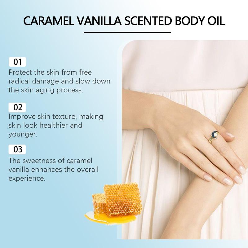 Caramel Vanilla Body Oil, 2 Counts set Moisturizing Body Massage Oil, Body Care Product for Women & Men, Skin Care Product for Daily Use