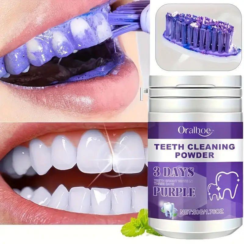 Deep Cleaning Purple Teeth Polishing Powder - Whitening, Plaque Removal, Fresh Breath, Gentle on Gums - Daily Life Essential for a Healthy Smile