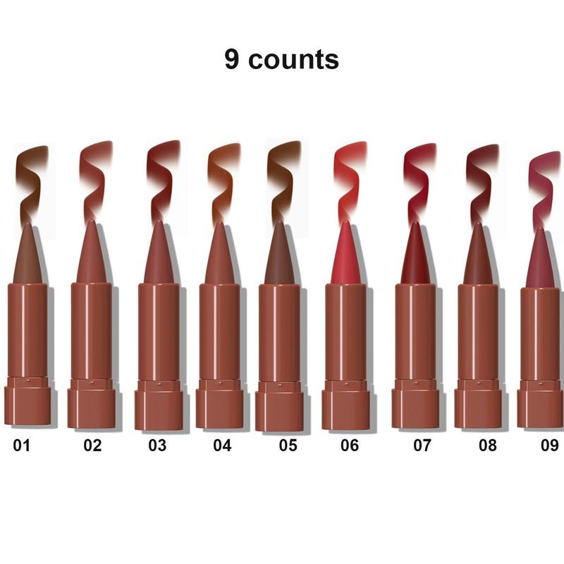 Long Lasting Lip Liner Set, 9 Counts set Matte Lip Pencil, Easy Coloring Lip Liner Pen, Suitable for All Occasions Lip Makeup, Girls Makeup Accessories