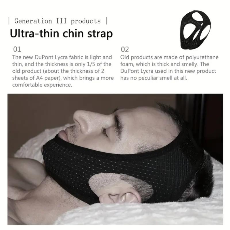 Snoreless Sleeping Solution for Men and Women - Anti Snore Chin Strap with Anti-Dry Mouth Benefits Face Molding Ice Stop Snoring Strap