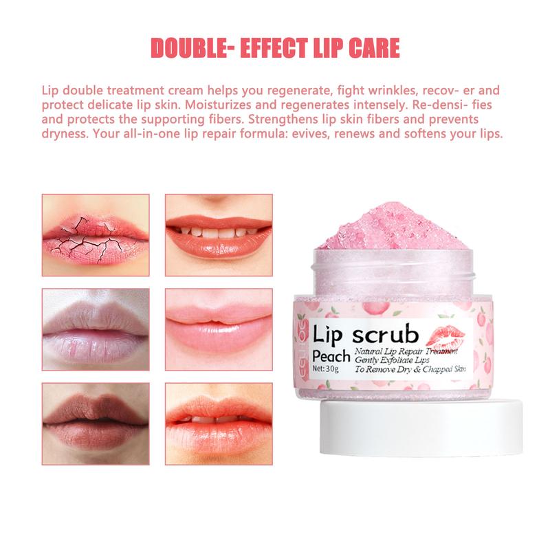 Honey Peach Lip Scrub for Dry, Cracked and Dark Lips – Lip Scrubber Exfoliator Organic Lip Scrubs Exfoliator and Moisturizer with Lip Brush – Vegan, Cruelty-Free Lip Care Products