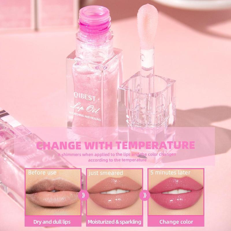 Temperature Changing Lip Oil, Moisturizing Lip Care Stick, Easy Coloring Lip Gloss, Women's Non-stick Cup Lip Glaze