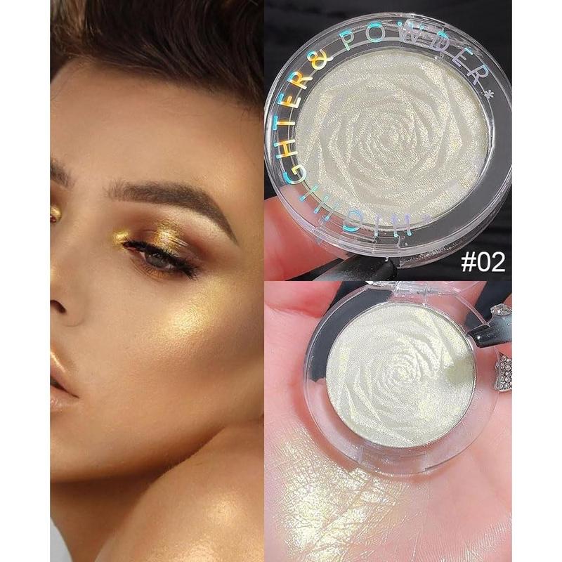 Pearl White Silver Face Highlighter Makeup, White Shimmer Glitter Diamond Sparkly Highlighters Makeup Eyeshadow Palette Powder for Face Body Cheek Skin, inner corner Eye Highlighter Makeup 01