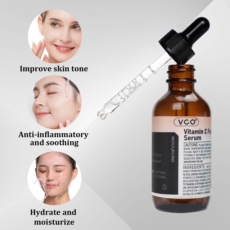 VGO Vitamin C Facial Serum Essence, 30ml   60ml-A2 Moisturize Skincare Daily Delicate Gentle Acne Cleanser Cream