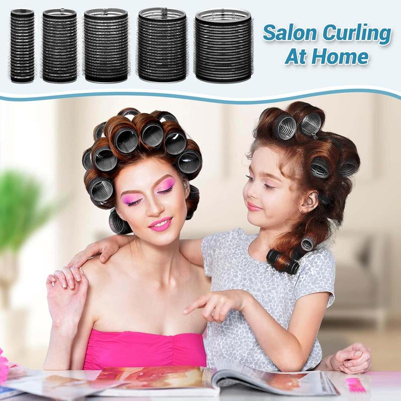 56 count  Rollers Set for Blowout Look Long , 30 count Rollers  Curlers in 5 Sizes with 24 count  Clips and Storage Bag for Long Medium Short  Volume