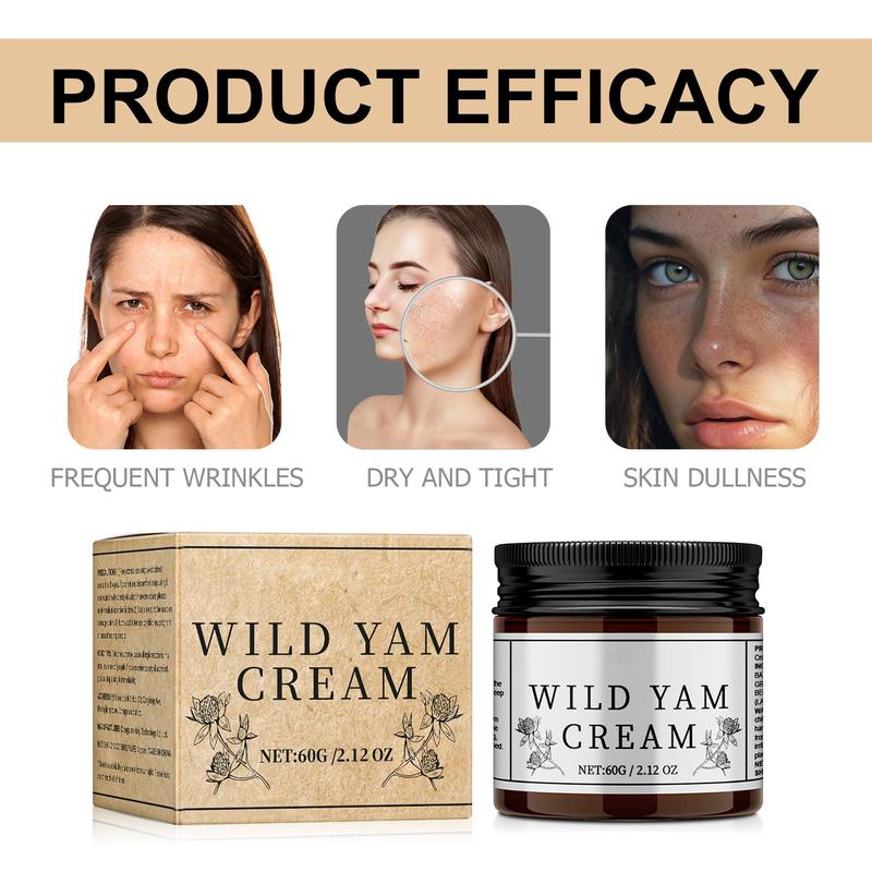 Wild Yam Cream, 2 Counts set Natural Moisturizing Cream for Women, Deep Moisturization Skin Care Product for Women & Men