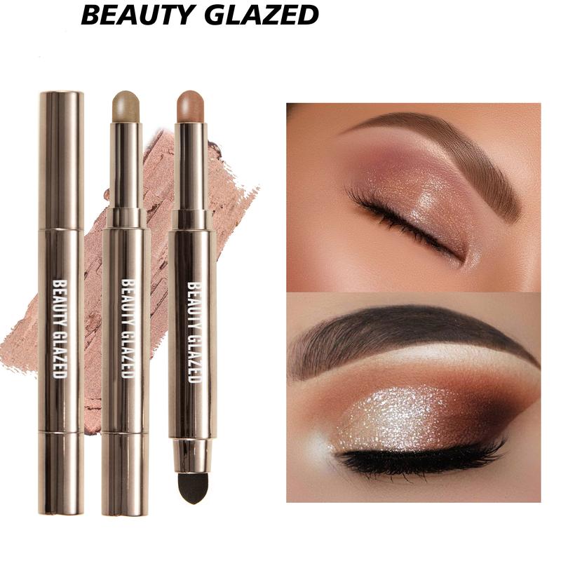 Long-lasting waterproof eye shadow stick, shimmer pearl eye shadow pen crayon eye brightening stick,one-step lazy eye makeup Eyeshadow Cosmetic