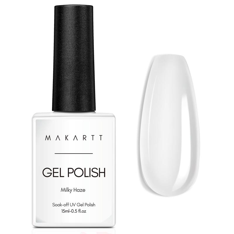 Makartt Gel Nail Polish Set 15ML Natural Gel Polish Milky White Color Soak Off UV Nail Art Manicure DIY Salon Home for Woman Girls-Milky Haze