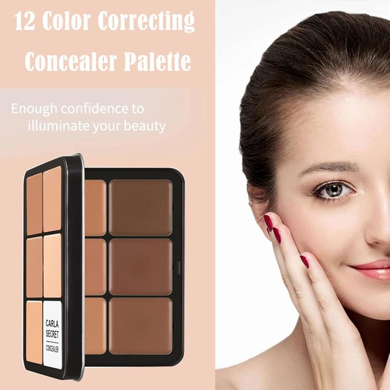 Professional Color Correcting Concealer Cream,12 Color Concealer Foundation Palette,Long-Wearing Full Coverage Makeup and Corrector for Under Eye Dark Circles