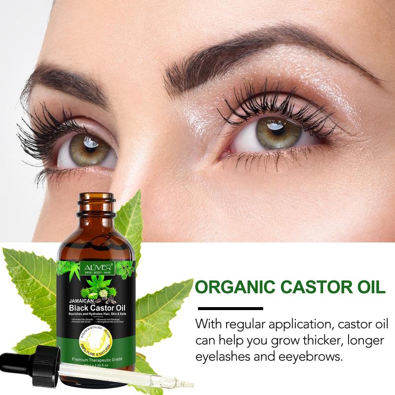 Black Castor Oil with Brush, 2 Boxes Hair Strengthening Oil, Moisturizing Hair Oil for Dry & Damaged Hair, Hair Care Product for Men & Women