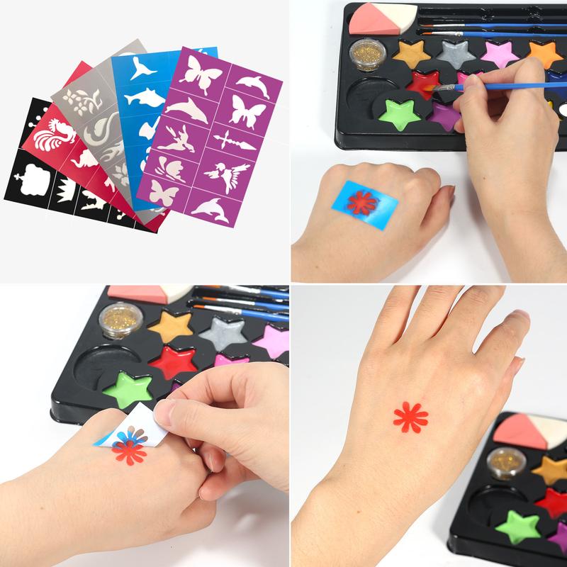 Face Painting Kit - Non-Toxic and Hypoallergenic Safe and Easy to Use - Parties, Birthdays, Halloween Cosmetic Makeup Coverage Gentle Gift Glitter