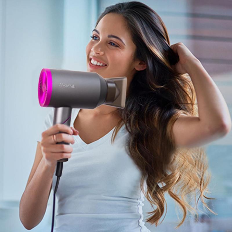 Foldable Handle Hair Dryer with Diffuser, 1800W Ionic Constant Temperature Blow Dryer, Hair Care Appliance for Women