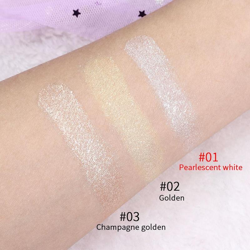 Pearl White Silver Face Highlighter Makeup, White Shimmer Glitter Diamond Sparkly Highlighters Makeup Eyeshadow Palette Powder for Face Body Cheek Skin, inner corner Eye Highlighter Makeup 01