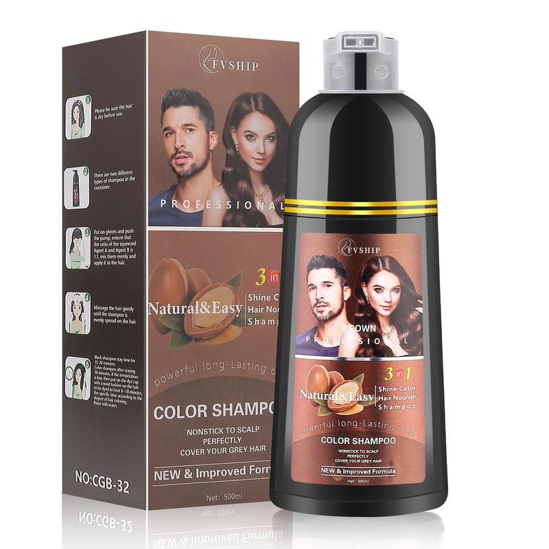 FVSHIP - Hair dye Shampoo Quick Hair dye Hair Care Fruity aroma - Black & Brown & Wine red- 3-in-1 Color Plant extracts-Long Lasting 500ml MI Ammonia-Free Haircare Mild for Men Women