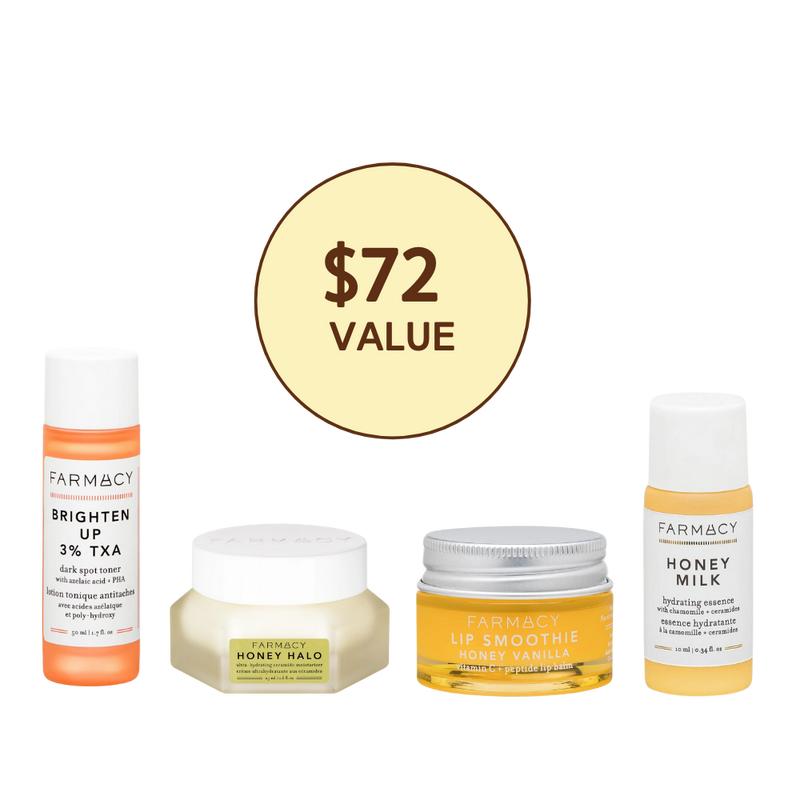 Honey Hydration Kit: Honey Halo, Honey Milk Essence, Honey Vanilla Lip Smoothie and free gift (Brighten Up 3% TXA) Toner