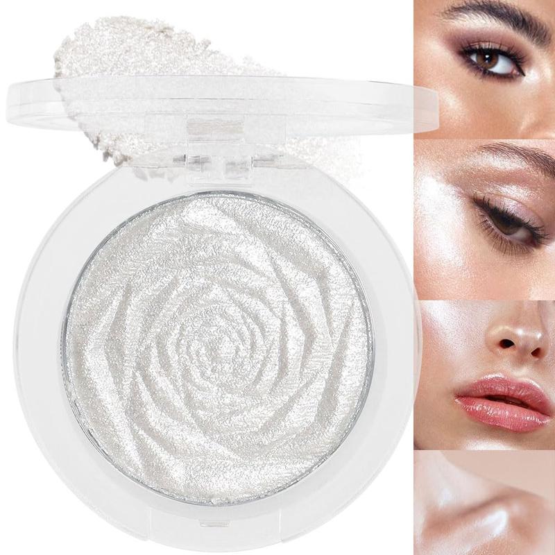 Pearl White Silver Face Highlighter Makeup, White Shimmer Glitter Diamond Sparkly Highlighters Makeup Eyeshadow Palette Powder for Face Body Cheek Skin, inner corner Eye Highlighter Makeup 01