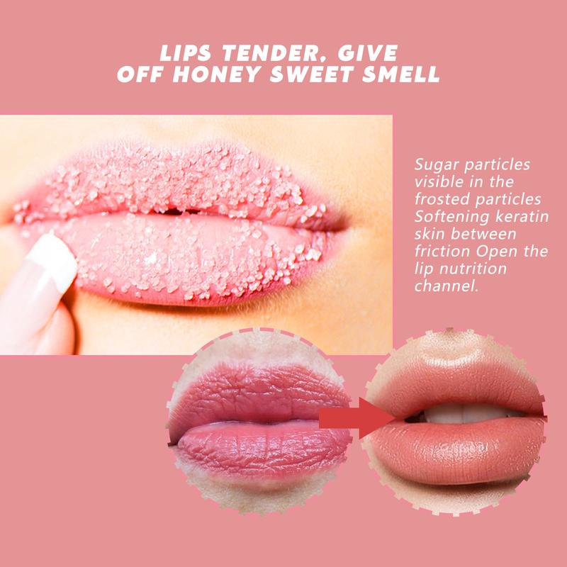 Honey Peach Lip Scrub for Dry, Cracked and Dark Lips – Lip Scrubber Exfoliator Organic Lip Scrubs Exfoliator and Moisturizer with Lip Brush – Vegan, Cruelty-Free Lip Care Products