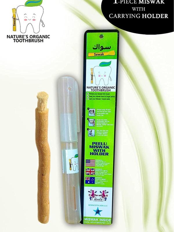 Miswak Sticks for Teeth | Sewak Natural Toothbrush | Siwak Organic Wooden Tooth Brush Oral Teeth Whitener with Holder | Vacuum Sealed مسواك by GENDA (1 Pack)