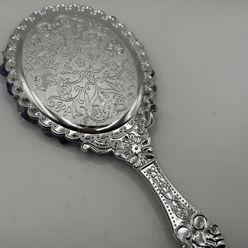 Magic Crystal Manifestation Vintage Silver Handheld Mirror - A Tool for Self-Help and Personal Growth Makeup Cosmetic